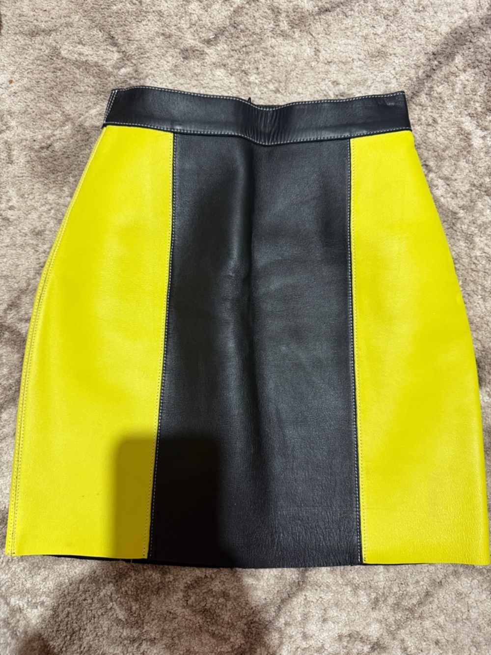 Colorblock Faux Leather Mini Skirt - Black & Yellow